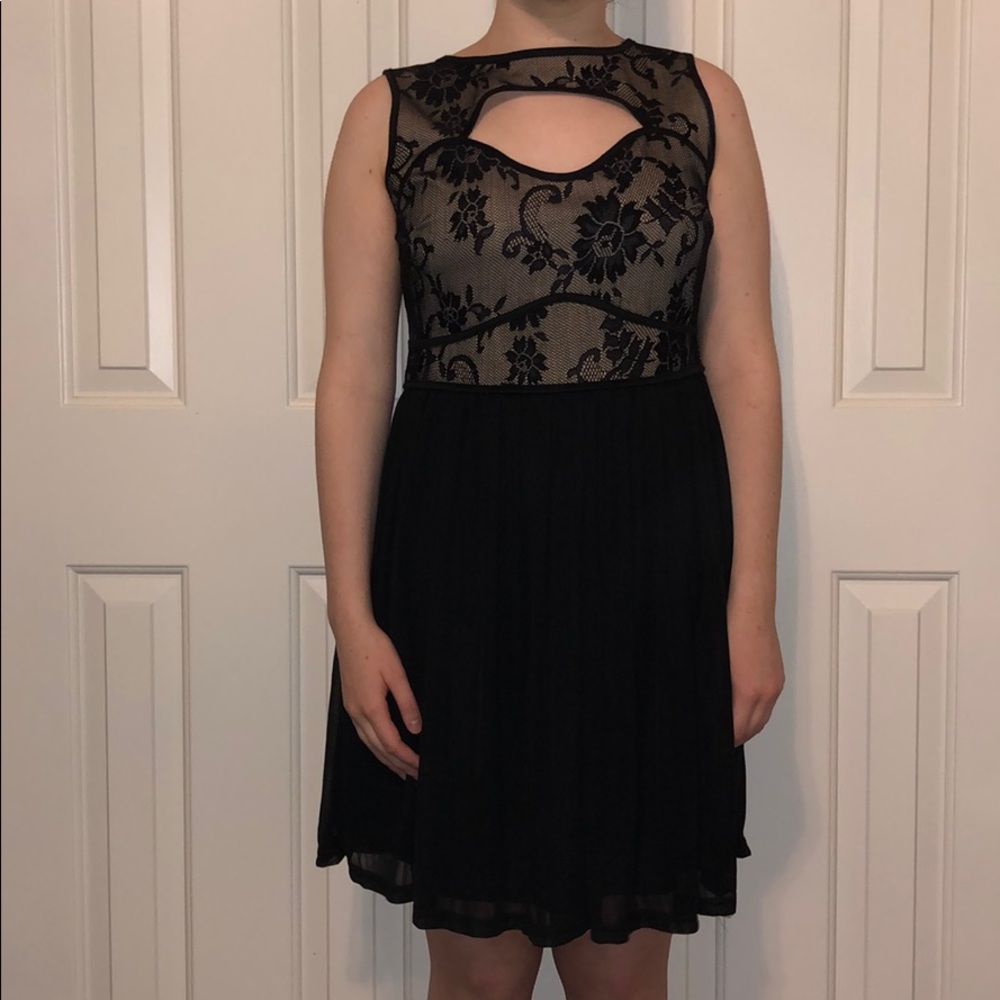 NWOT UP by Ultra Pink Black Lace dress with cutout